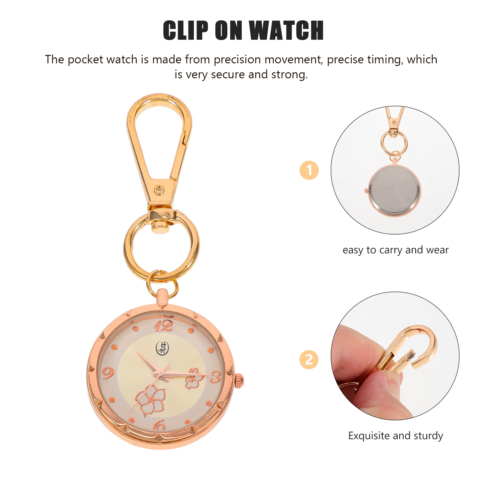 ساعات ممرضة جيب مصنوعة من خليط معدني للنساء بمشبك للممرضات وساعة صدر بإبزيم مفتاح وخفيفة الوزن ومتينة هدية للممرضات