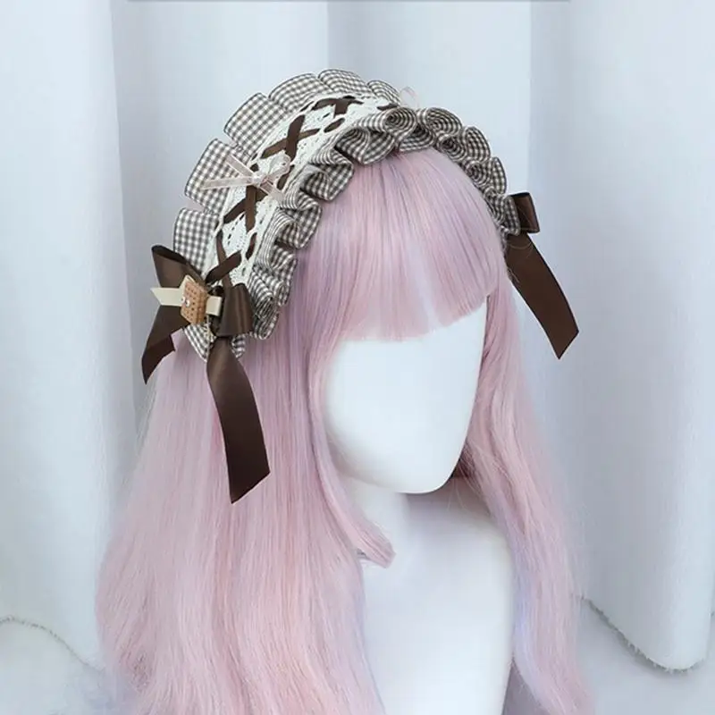 

A52E Плиссированный кружевной обруч для волос в стиле Лолиты, прямая трансляция, держатель для волос, праздничный головной убор