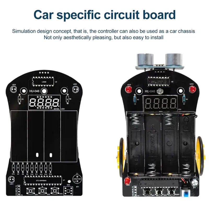 

Durable-Smart Car DIY Electronic Kit 51 MCU Ultrasonic Obstacle Avoidance Car Automatic Ranging Robot Programming DIY Kit,Smart