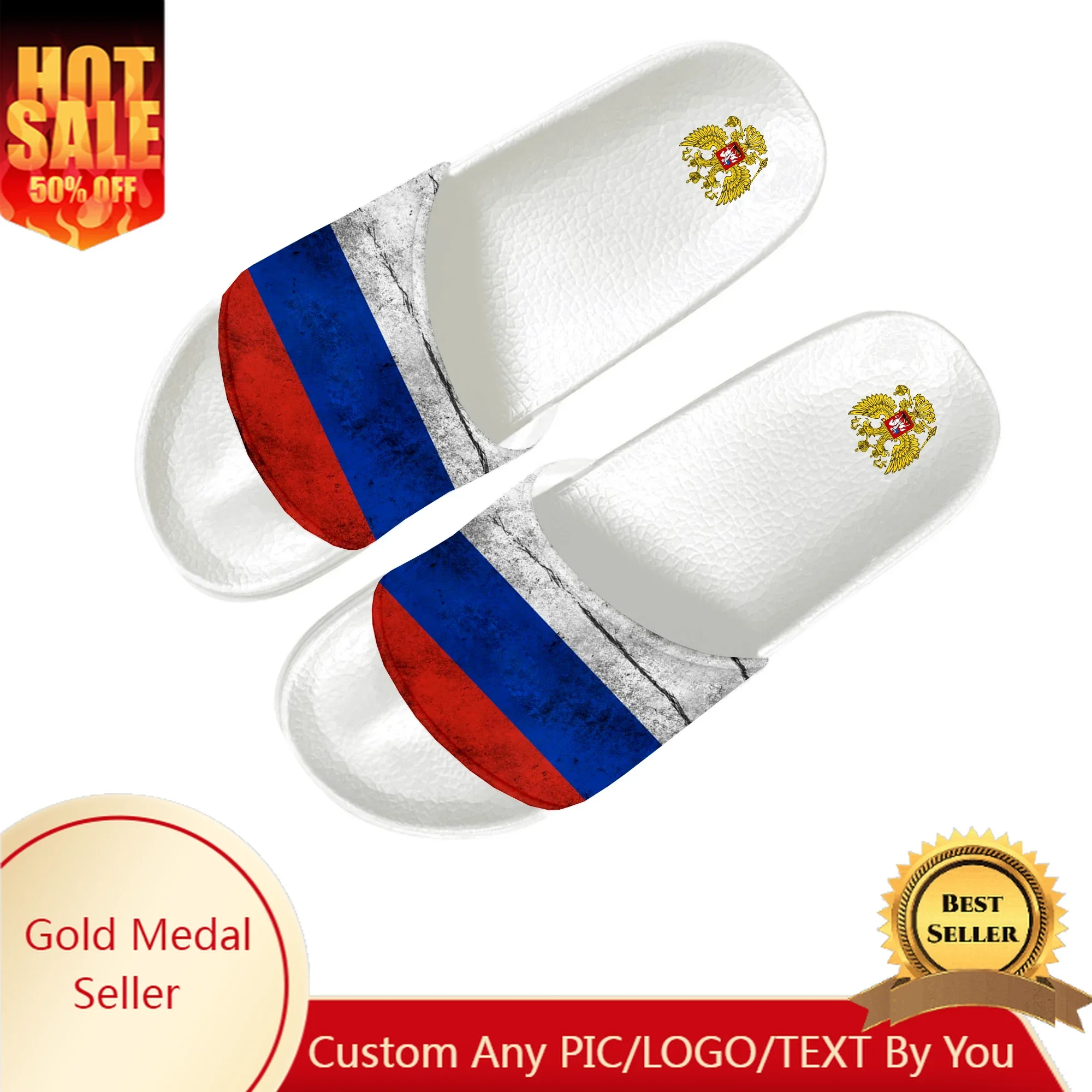 

Russian Flag Slippers Home Water Shoes Men Women Teenagers Russia Beach Pool Sandals Custom Made Summer Slipper