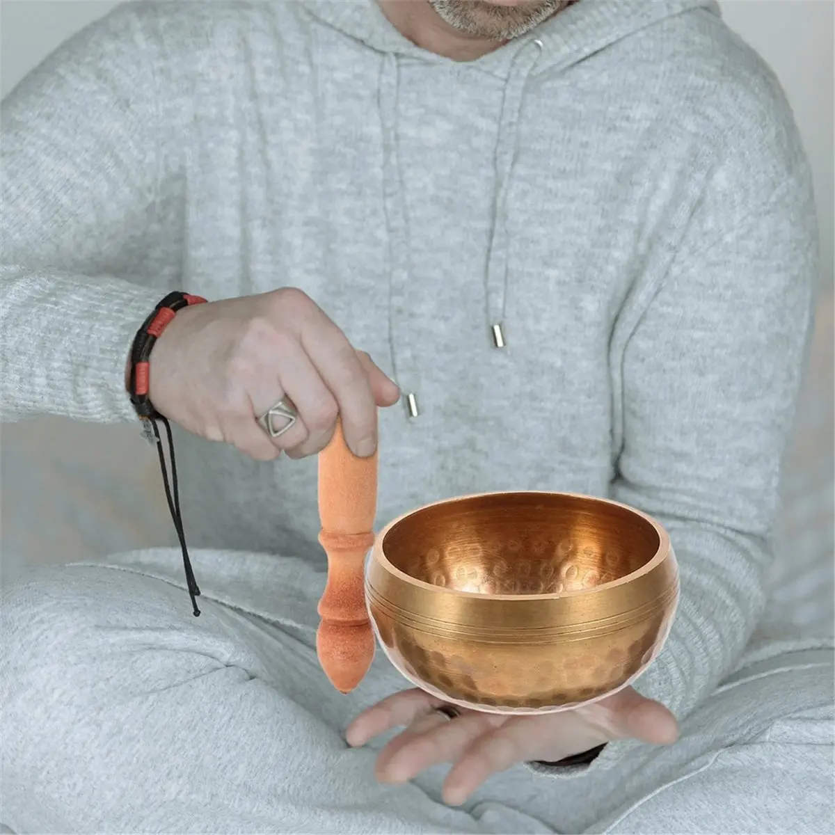 Tibetan Meditation Singing Bowl Handcrafted Nepalese Metal Craft with Stick for Yoga and Mindfulness Practices