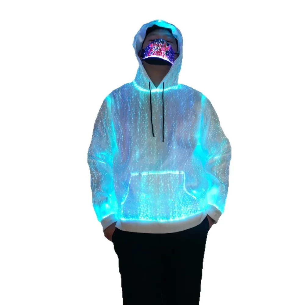 LED magic horse racing color-changing fiber optic sweater high-density bright light shining luminous suit