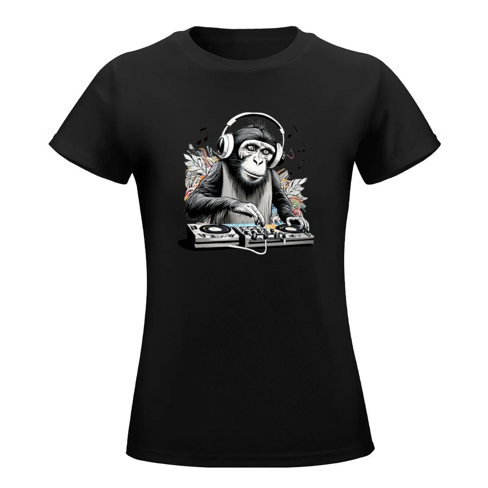 Dj Monkey Stencil Graffiti T-Shirt plus sizes Blouse funny customizeds Women's t-shirt