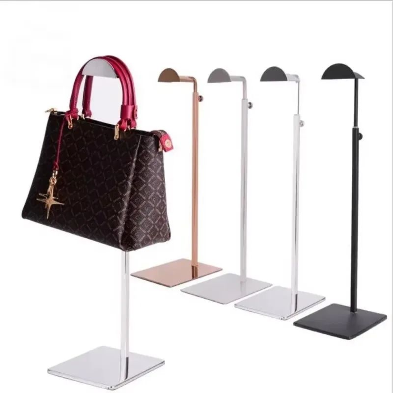 Adjustable Polished Black/Gold/Silver Handbag Shelf Display Stand Hanging Purse Holder Rack Organizer for Storage