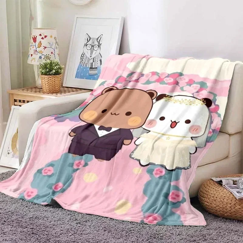 Cute Bubu and Dudu Series Blanket Cartoon Print Kids Warm Flannel Soft Comfortable Home Travel Blanket Bed Blanket Birthday Gift