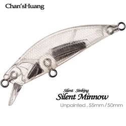Chan’sHuang 20PCS Unpainted Blanks Bait 55/50mm Sinking Wobblers Silent Minnow DIY Handmade Artificial Fishing Lure Tackle