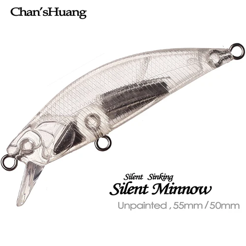 Chan'sHuang 20 piezas cebo en blanco sin pintar 55/50mm Wobblers que se hunden pececillo silencioso DIY hecho a mano aparejos de señuelo de pesca Artificial