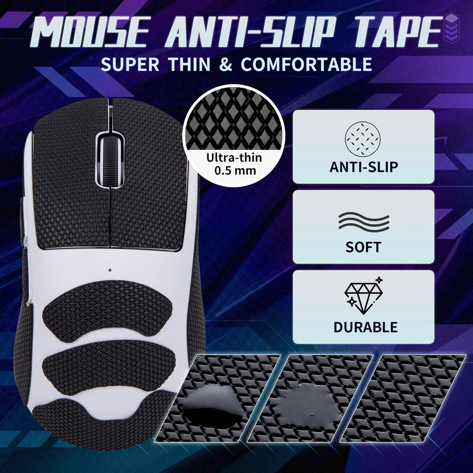 Grip Tape HENGBIRD Per Logitech G Pro X Superlight 2 – Set Antiscivolo Ultra Sottile (0.5 Mm) In Nero E Nero-oro