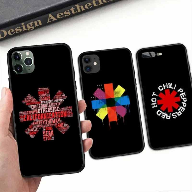 Red RHCP P-Peppers Phone Case for iPhone 14 13 12 11 XS X 8 7 6 Plus Mini Pro Max SE 2022 Black Soft Cover Funda Shell