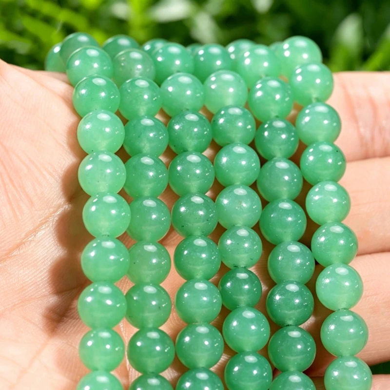 Perles rondes en pierre naturelle d'aventurine verte, brin de 15 pouces, 4 6 8 10 12 MM, taille au choix pour la fabrication de bijoux, cadeaux DIY, accessoires