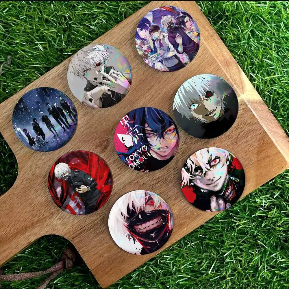 T-Tokyo Ghoul Anime For Badge Laser Holographic Custom Badge Image Metal Lapel Brooch For Clothing Backpack Decorative Accessory