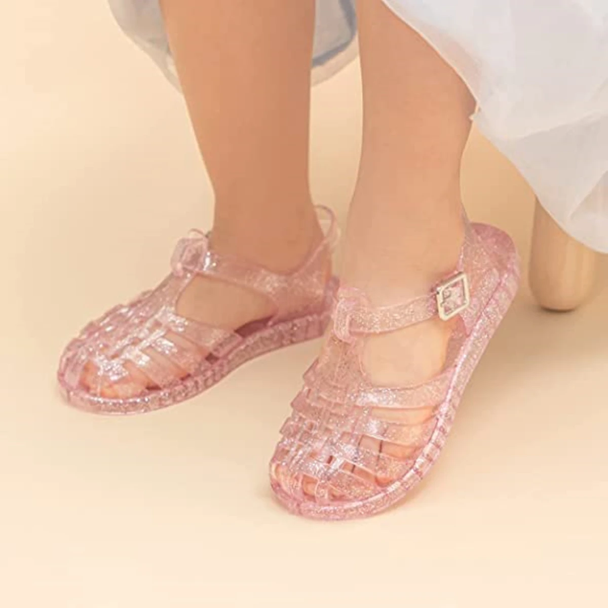 Summer Fashion Toddler Girls Jelly Sandals Soft Sole Closed Toe Kids Girl Beach Shoe Roman Sandal Children Shoes