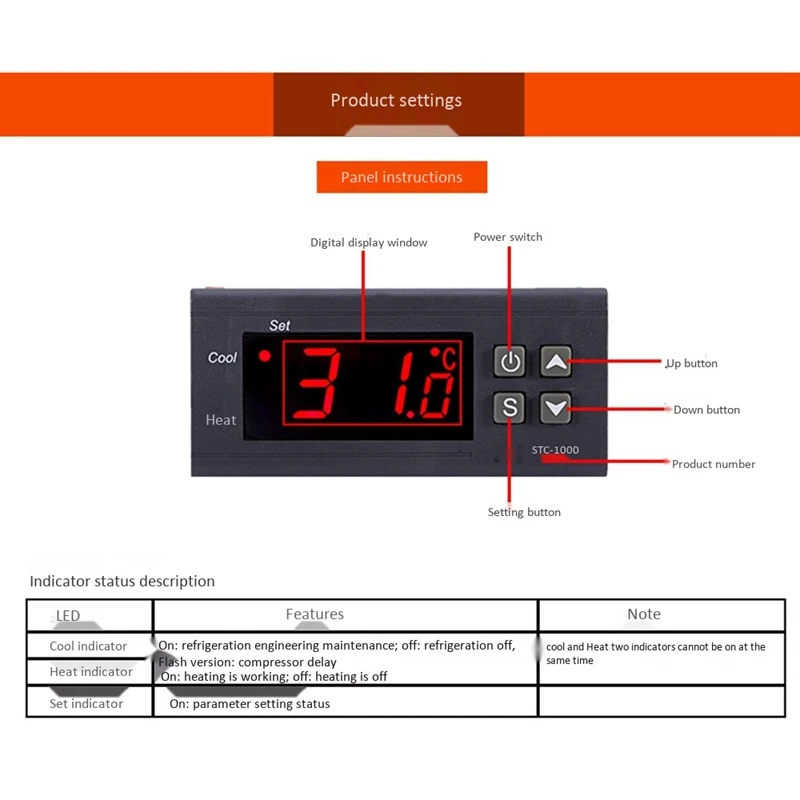 All-Purpose Digital Temperature Controller Fahrenheit And Centigrade Thermostat Withr