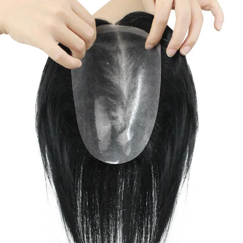 13*18 Model Light and Breathable Biological Scalp 100% Human Hair Forehead Hair Block Wig Men's Wig Male Hair Patch