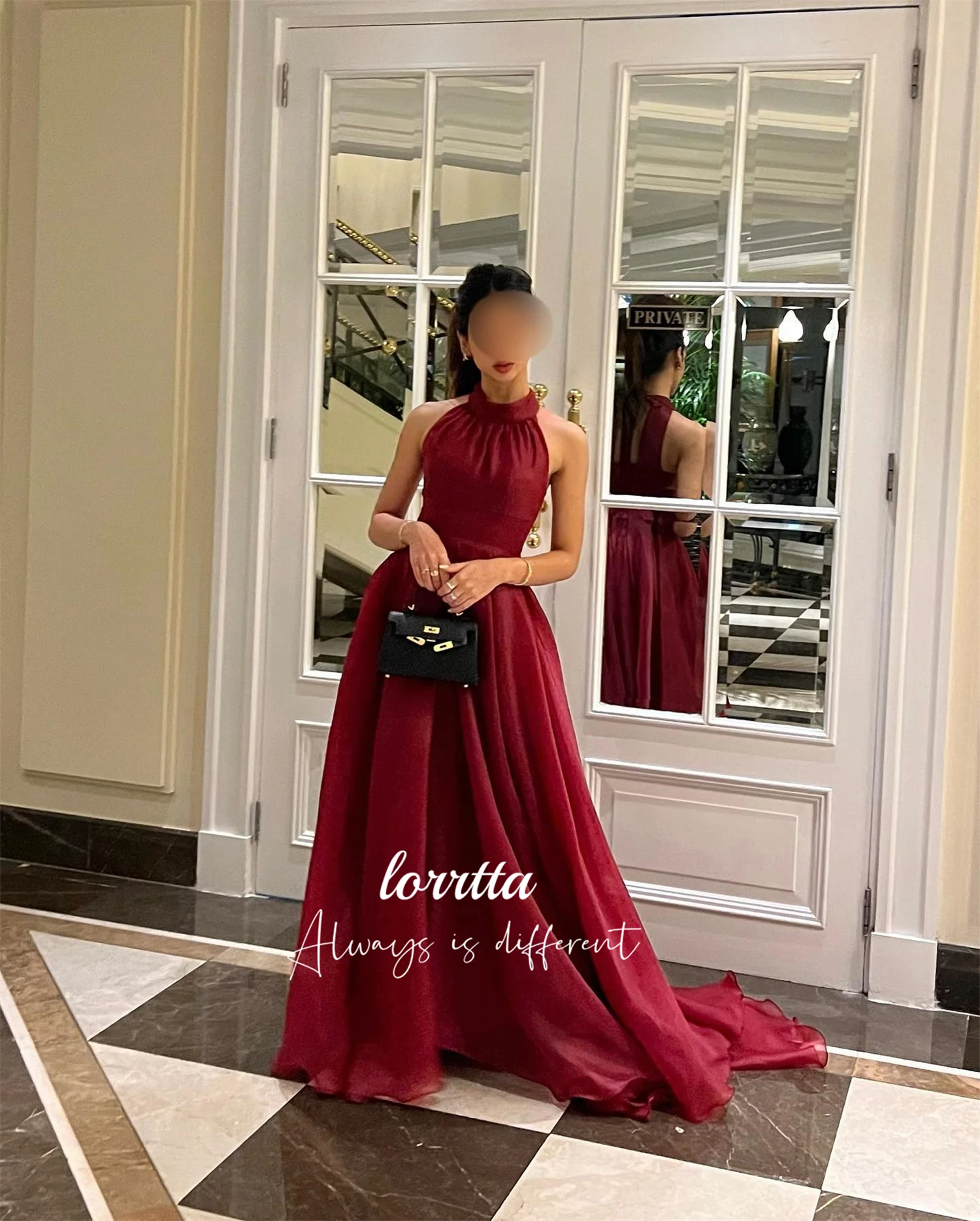 

Lorrtta Wedding Party Dress Line A Evening Deep Red Organza Graduation Dresses Woman Robe De Soiree Femmes Elegant Prom 2024