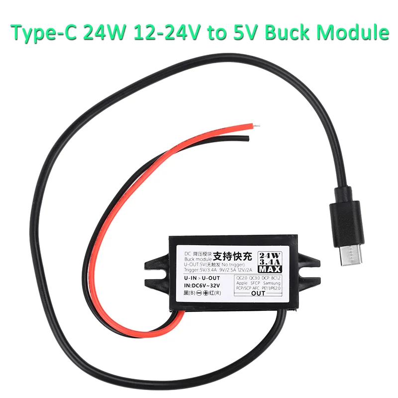 DC-DC Step-Down-Buck-Konverter Stromversorgungsmodul 12V auf 5V 3A 15W für Auto, männlicher/weiblicher USB-Anschluss, Mini-USB, Micro-USB-Adapter – Detail 13