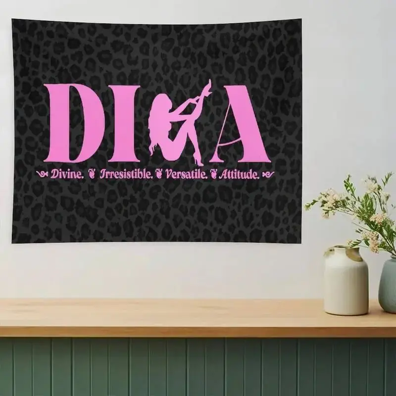 VIKAMA Diva Pink Leopard Female Silhouette Wall Tapestry Hanging Decor Bedroom Dorm Girl Apartment Accent Soft Durable Cozy Gift