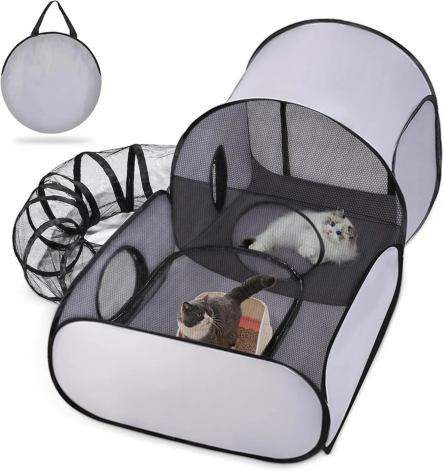 

Portable Dog and Cat Playpen with Surround Tunnel, Breathable Soft Sides for Indoor/Outdoor Use, Includes Carry Bag (Large)