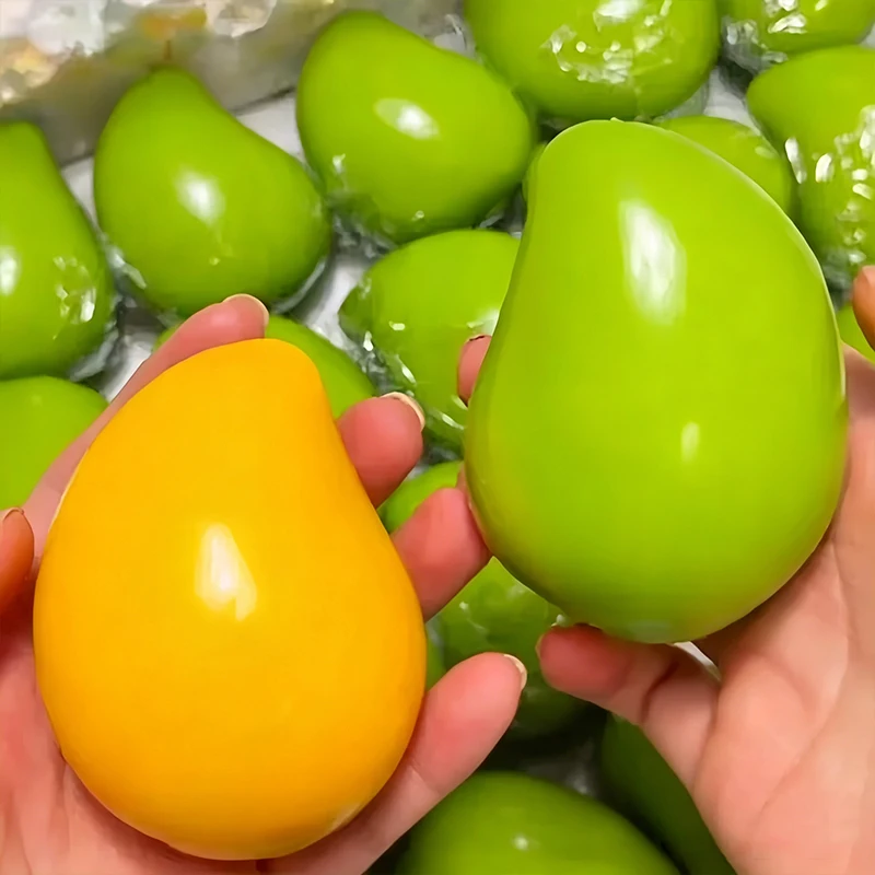Handmade Crispy Mango Stress Ball Squeeze Toy Color-Changing Mango Squishy Fidget Ball ASMR Sensory Stress Relief Toy