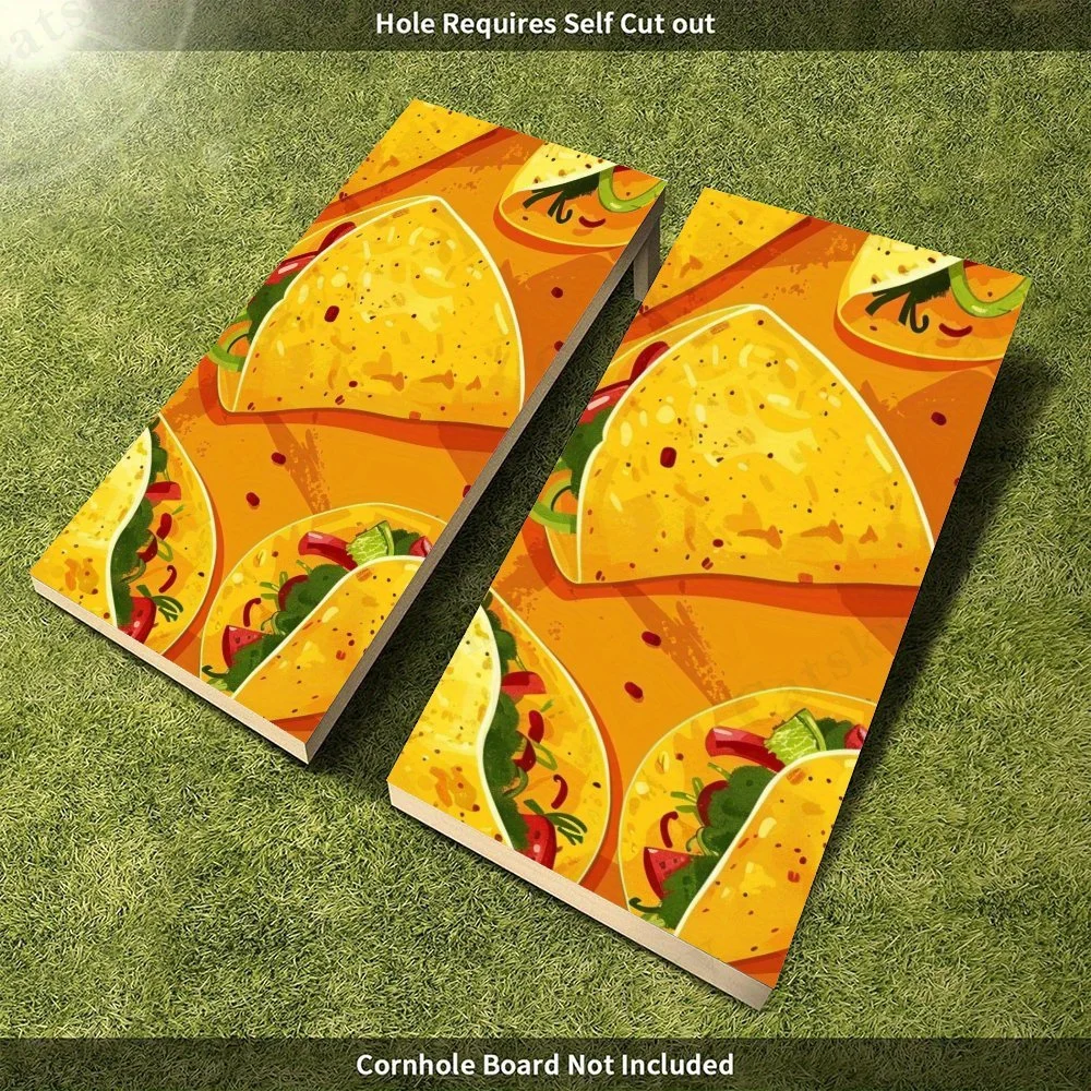 ملصق عيد التاكو الملون، شارات رمل من الفينيل المسطح ثنائية الأبعاد - صديقة للميزانية وقيمة عالية، خالية من الفقاعات وسهلة اللصق، وات