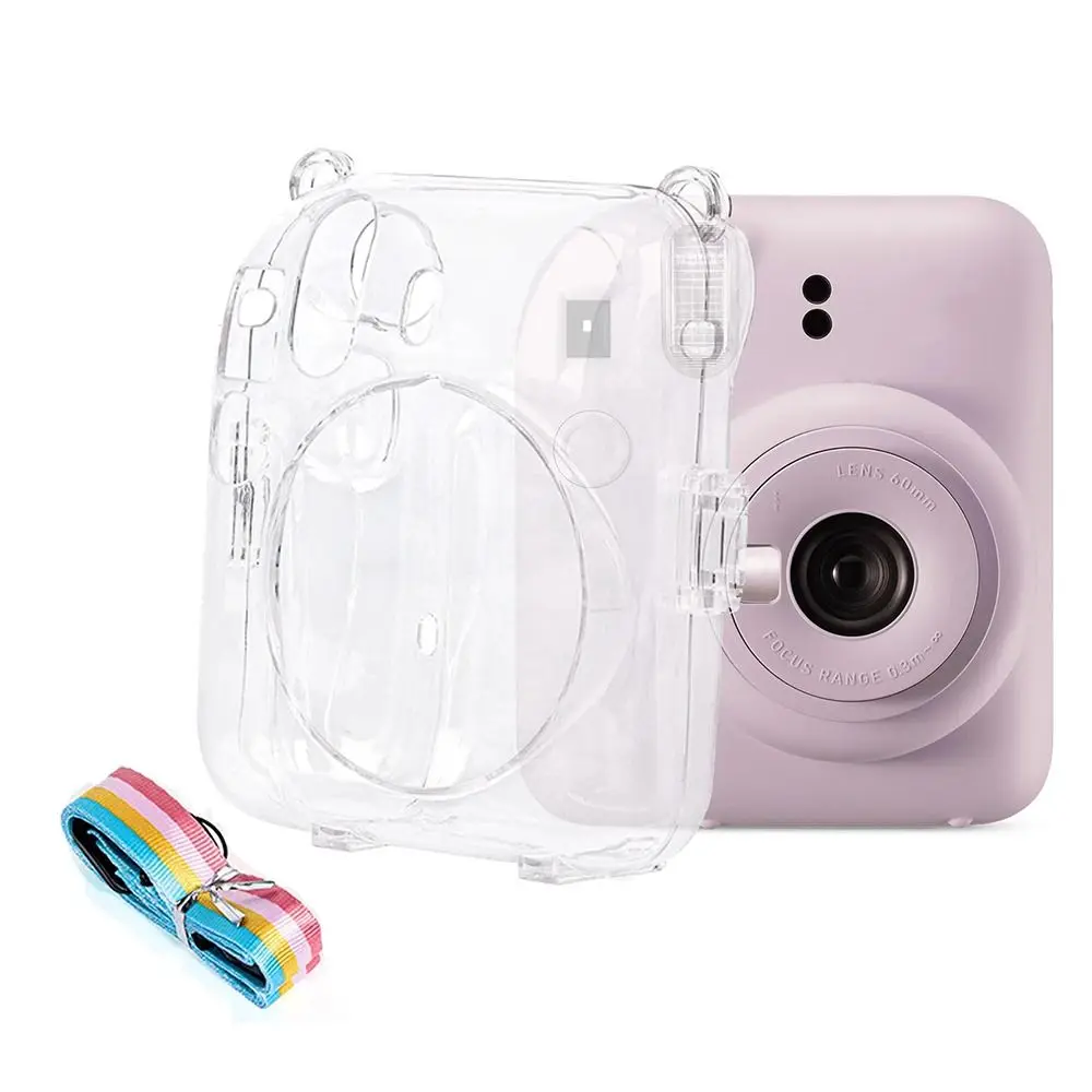 For Fujifilm Instax Mini 12 Transparent Photo Film Storage Bag Camera Case Cover Travel Shoulder Bag with Cute Sticker