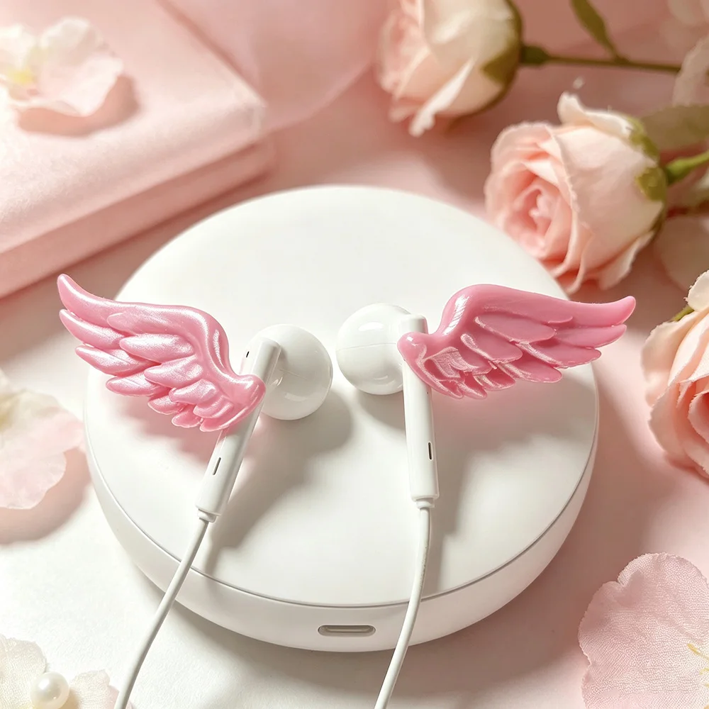Aesthetic Kawaii Angel Wings 3D DIY Earbud Ornament, Decor for Wired In-Ear Earphones, Cosplay Girls Decoration Gift