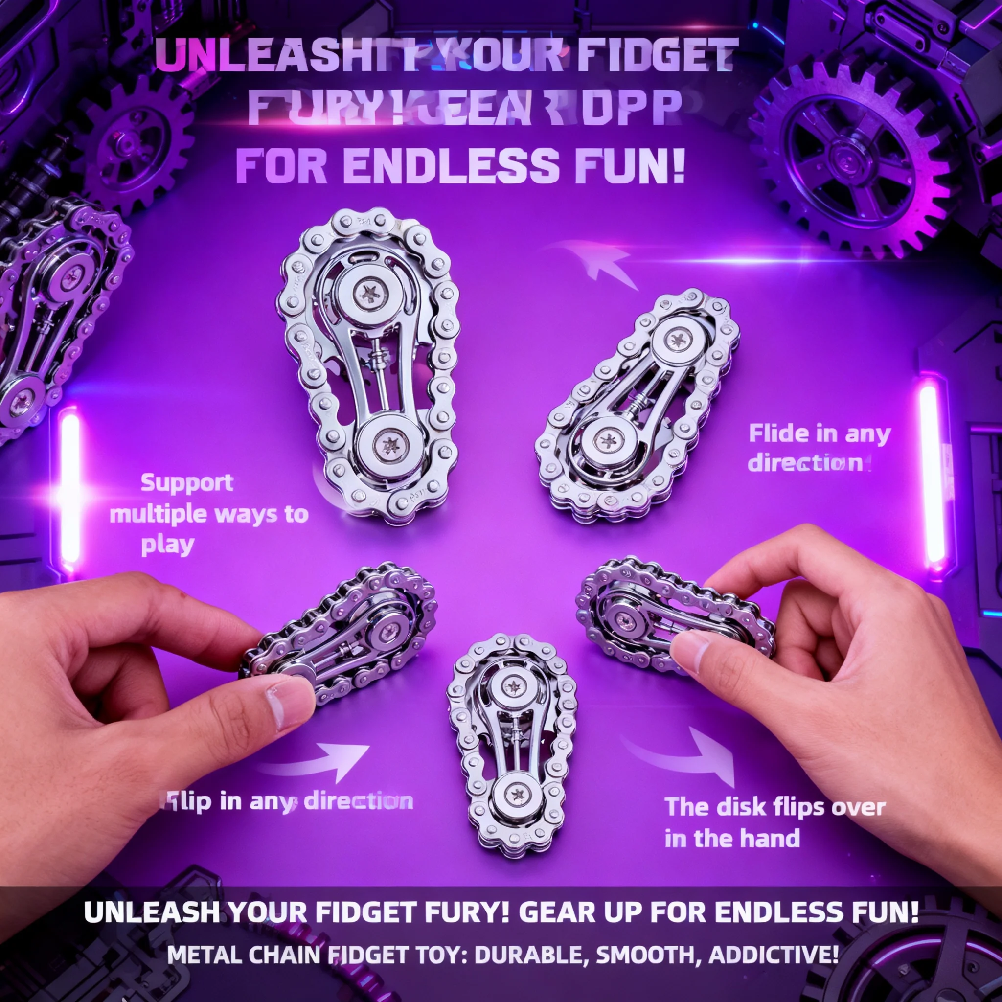 

Metal Chain Fidget Spinner Mechanical Bike Tooth Flywheel Anxiety Antistress EDC Spinner Toy Children Adult Hand Toy