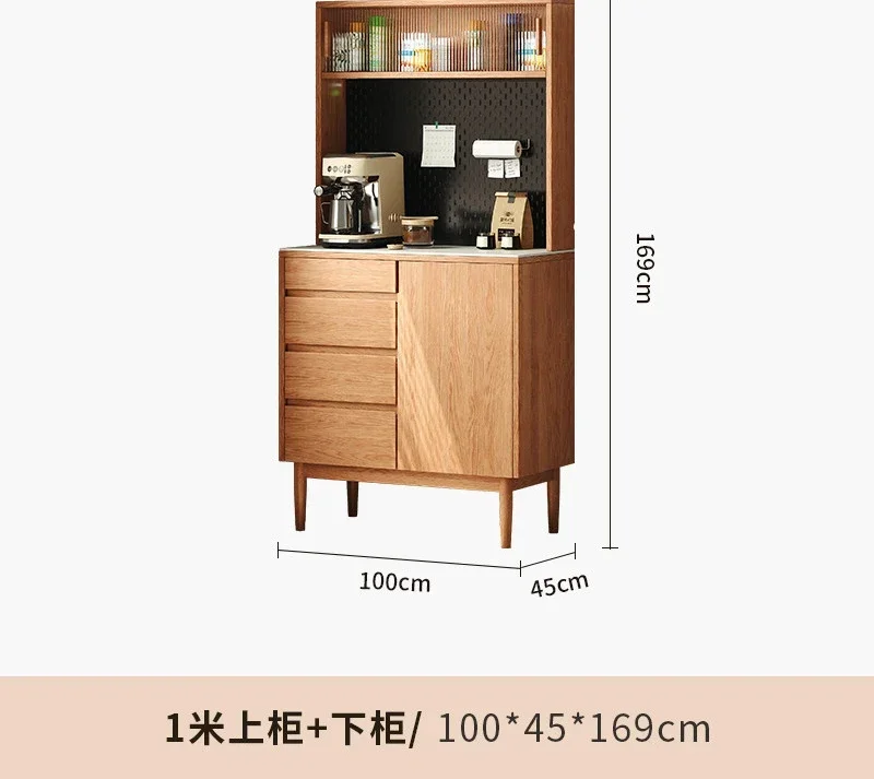 A  All solid wood dining side cabinet against the wall, simple retro model, high-end new light luxury