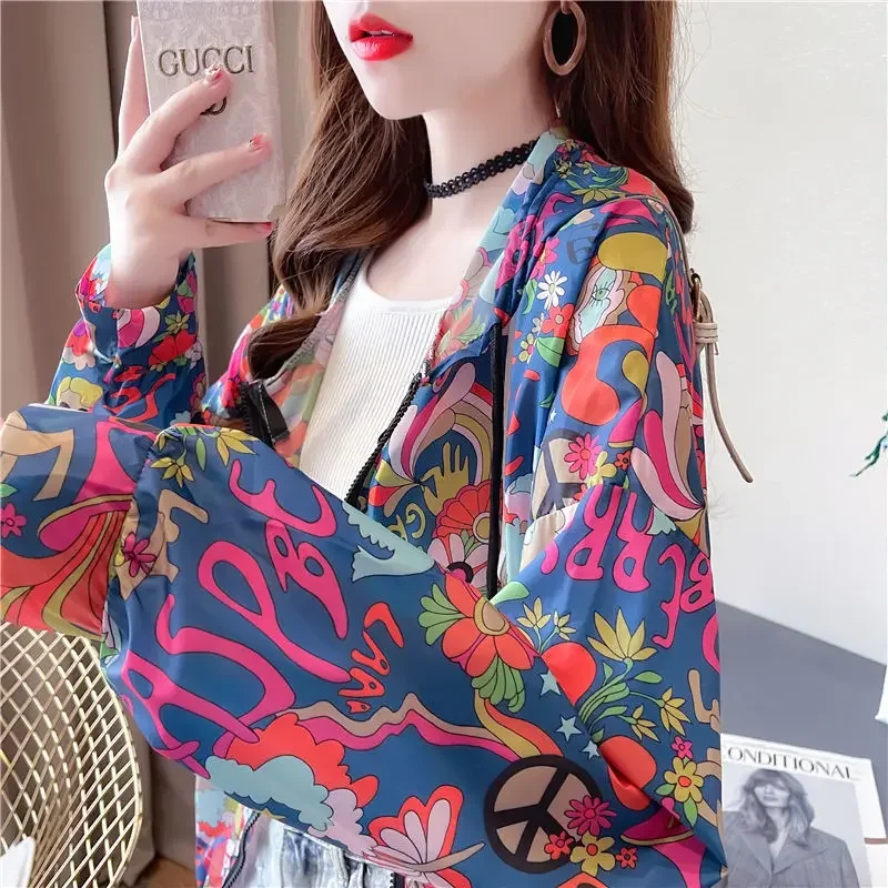 Women\'s Trench Coat Jacket Hooded Sun Protection Clothing Summer Loose Large Size Anti-UV Breathable Thin Outdoor Sportswear New