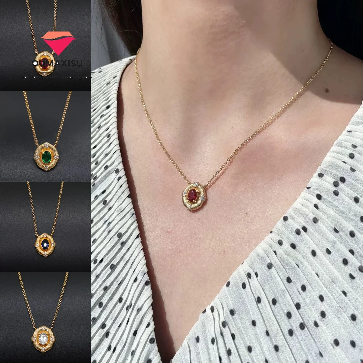 

Fashionable light luxury S925 brushed palace woven zircon necklace pendant exquisite, elegant and versatile - birthday gift