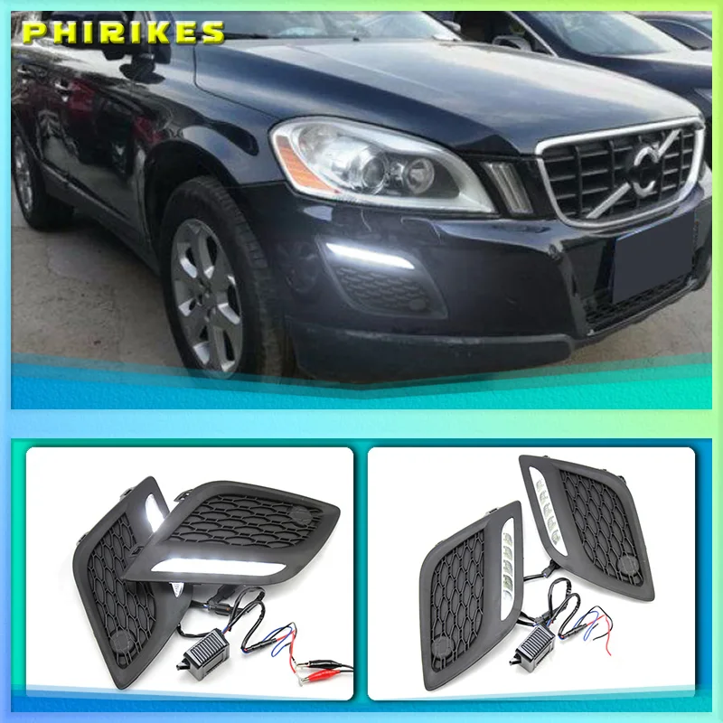 

1 Pair Car Daytime Running Light Single Color LED Daylight Fog Lamp Cover Fit for Volvo XC60 2009 2010 2011 2012 2013