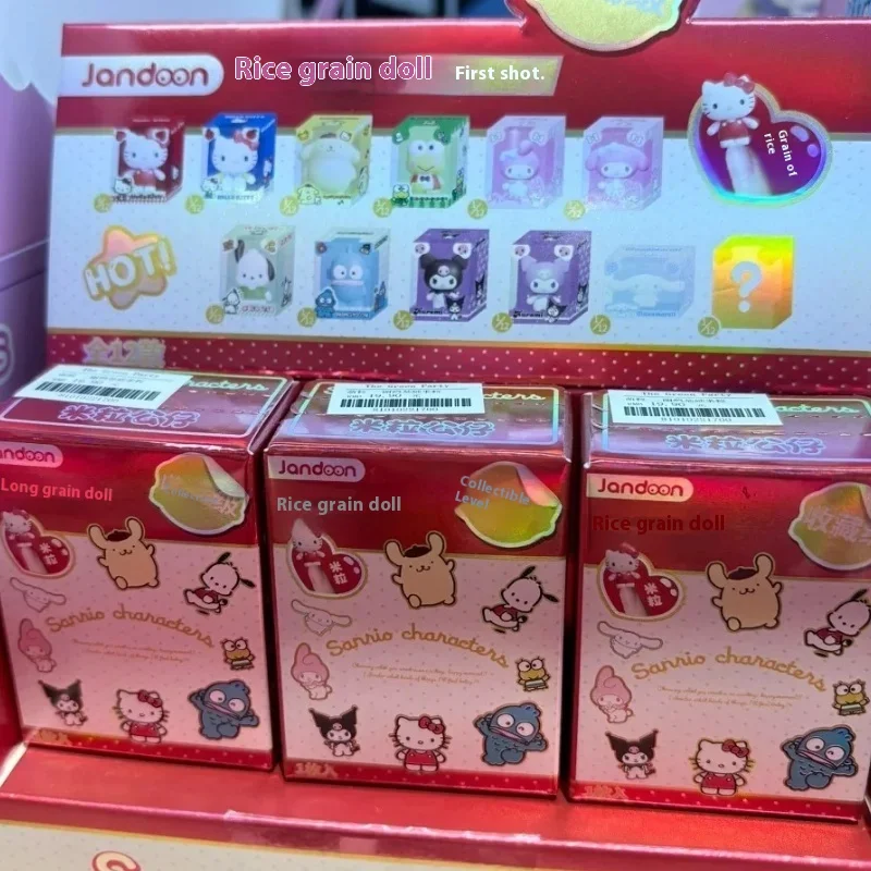 

Sanrio Family Rice Grain Doll First Blind Box Hello Kitty Kuromi Mini Collectible Model Dolls Handmade Action Figures Girl Gift