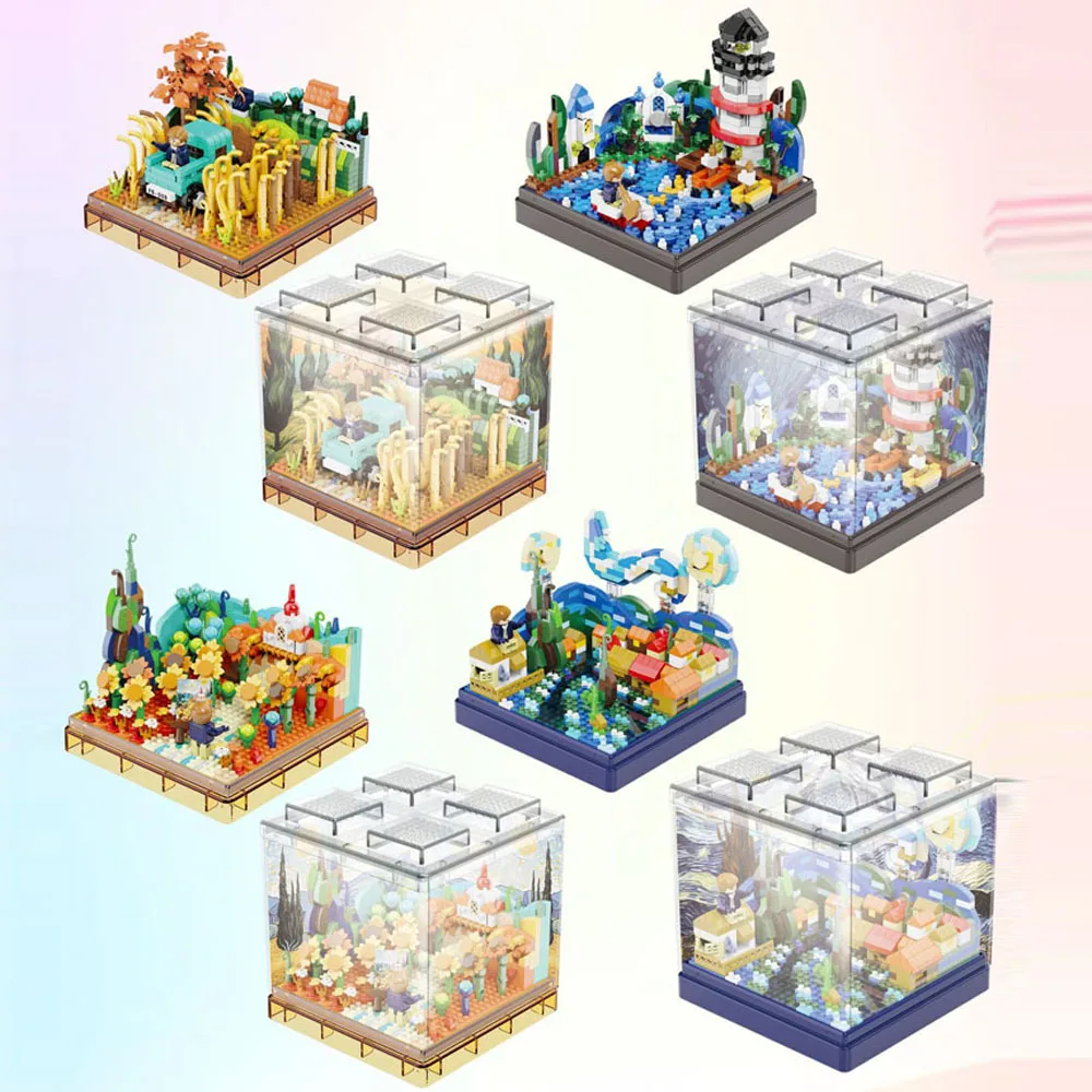

Idea Street View Box Micro Diamond Building Block Art painting 3D Scene Nanobricks 3D Wall Brick Toy Collection For Kids Gifts