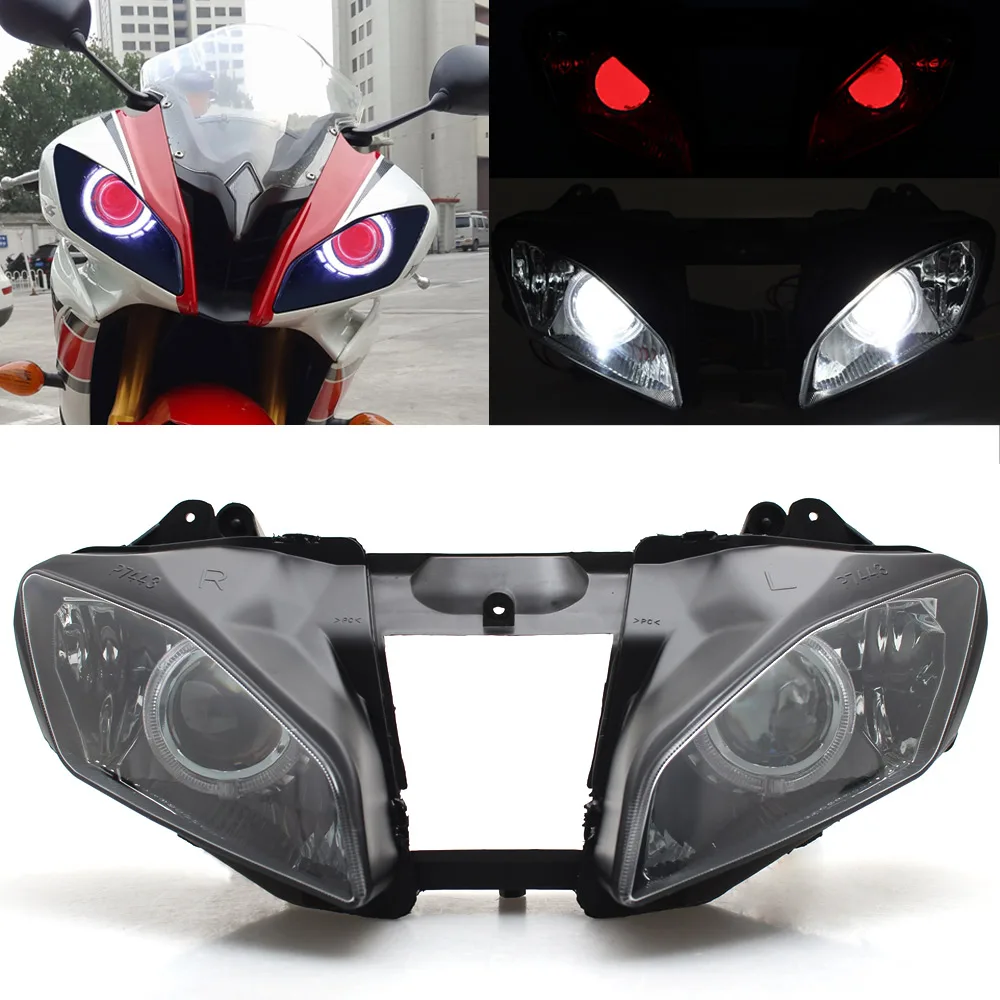 Motorcycle Headlamp Custom HID Projector Headlight Assembly Angel Eye LED Head Light For Yamaha YZF R6 2008-15 faros led moto