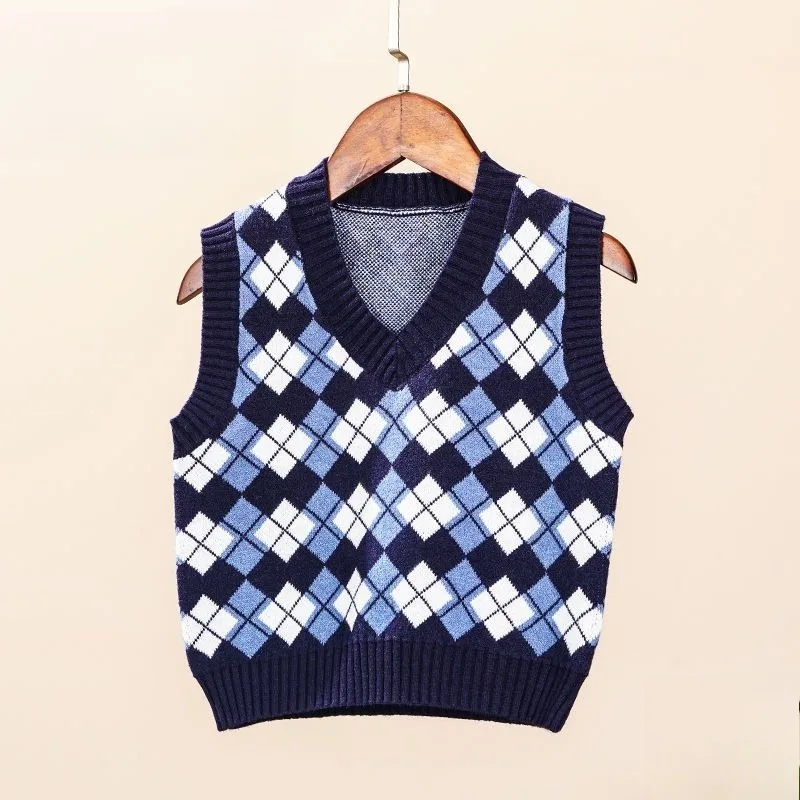

Preppy Style Kids Sleeveless Knitwear Vest Spring Autumn Versatile Boys' Tops Stylish Lightweight Toddler for Boys 2-8 Years