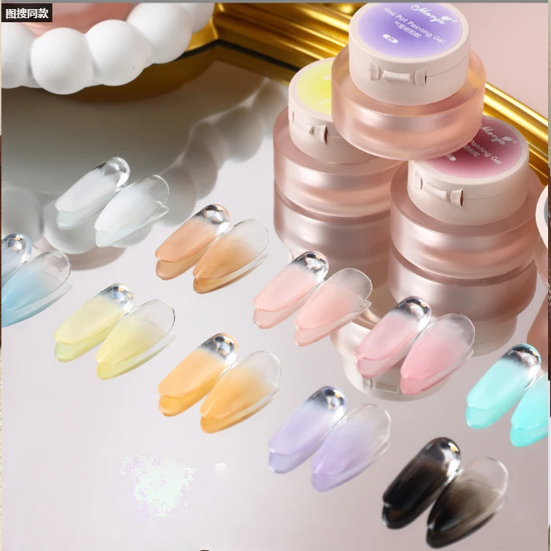 Il nuovo smalto gel con cuscino in rete elastica che può essere stratificato per ombre e trasferimento sfumati, non richiesto il top coat.