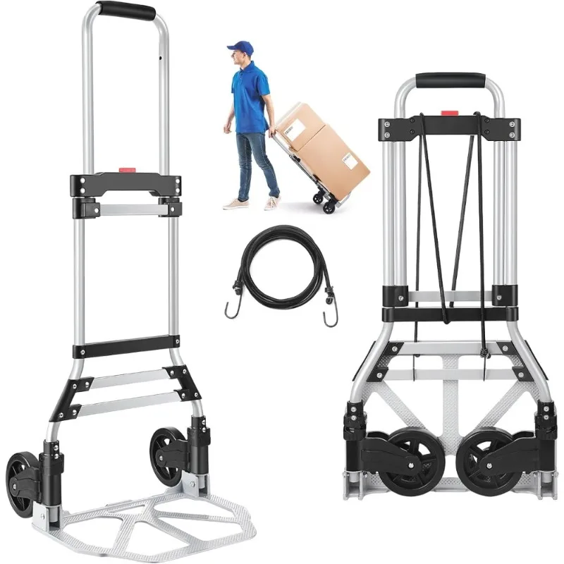 

Складная ручная тележка, алюминиевая тележка емкостью 200 фунтов, портативная складная ручная тележка для путешествий, перемещения, покупок, офиса