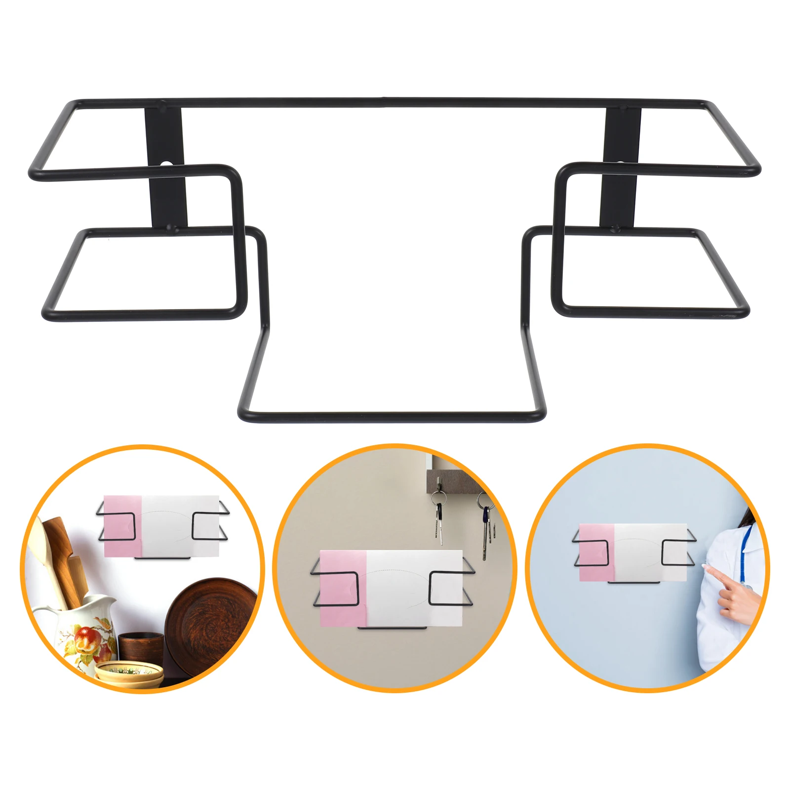

2pcs Glove Box Holder Wall Mount Dispenser Multipurpose Wrought Iron Office Kitchen Gloves Storage Spacesaving