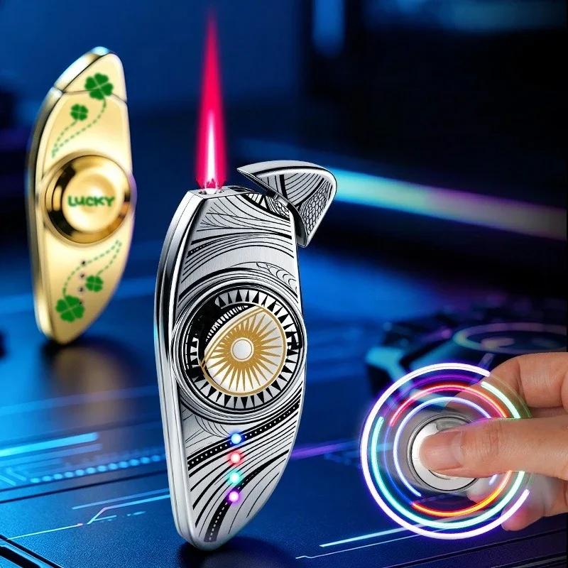 2026 Creative Rotating Autumn Water Affective Windproof Red Flame Butane Gas Lighter Cool Top Color Light Zinc Alloy Lighters