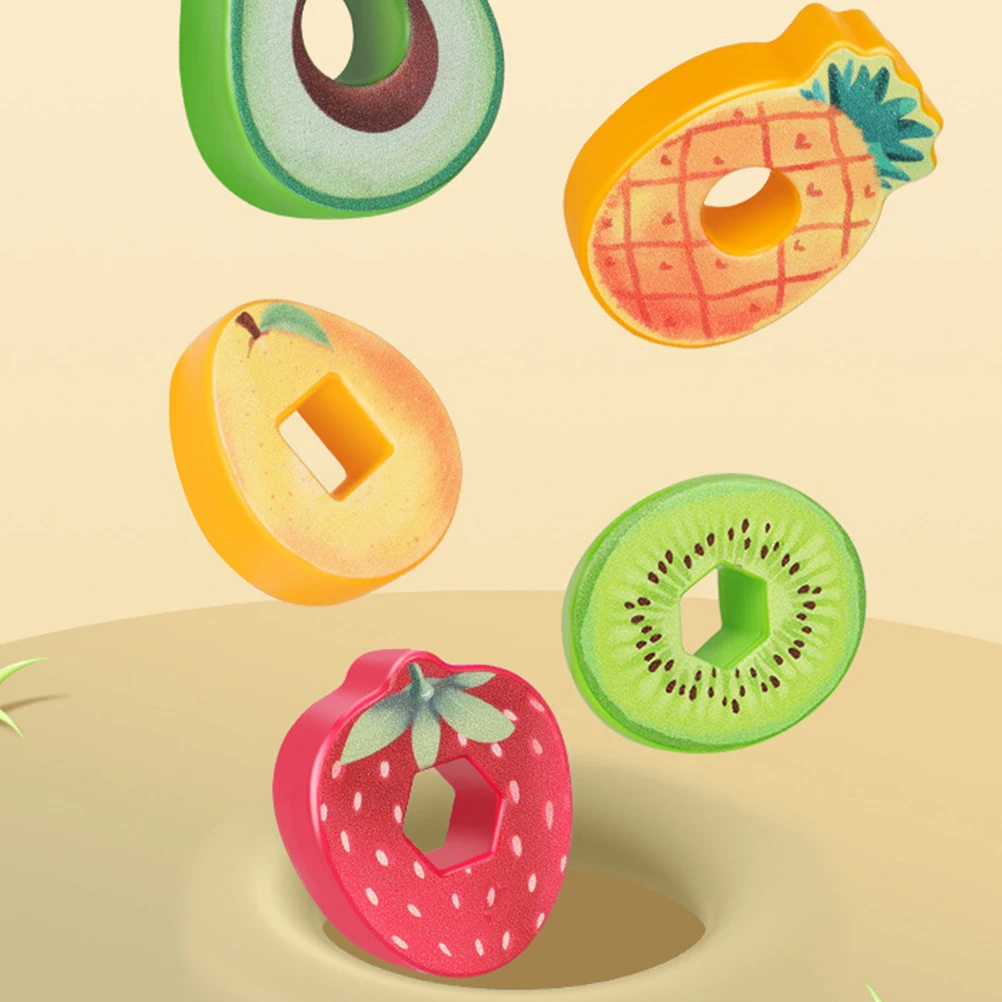 Juego de bloques de frutas para niños pequeños, ligero, Abs, educativo, clasificación de cuentas, apilamiento, cordones de aprendizaje preescolar, 1 Juego
