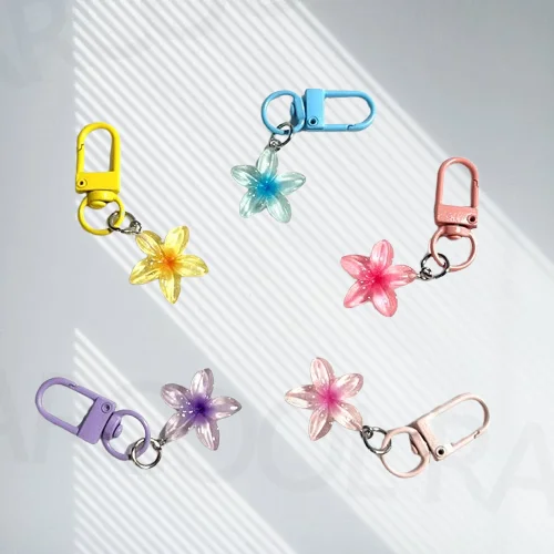 

Sweet Colorful Jelly Flower Key Chain Color DIY Flower Cute Keychains Pendant Student Girls Resin Bag Pendant Keyring Jewelry