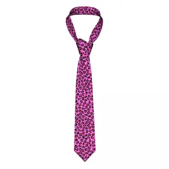 Leopard Cheetah Seamless Pattern Tie para homens, seda clássica, estampa de pele animal, gravatas para escritório, personalizadas