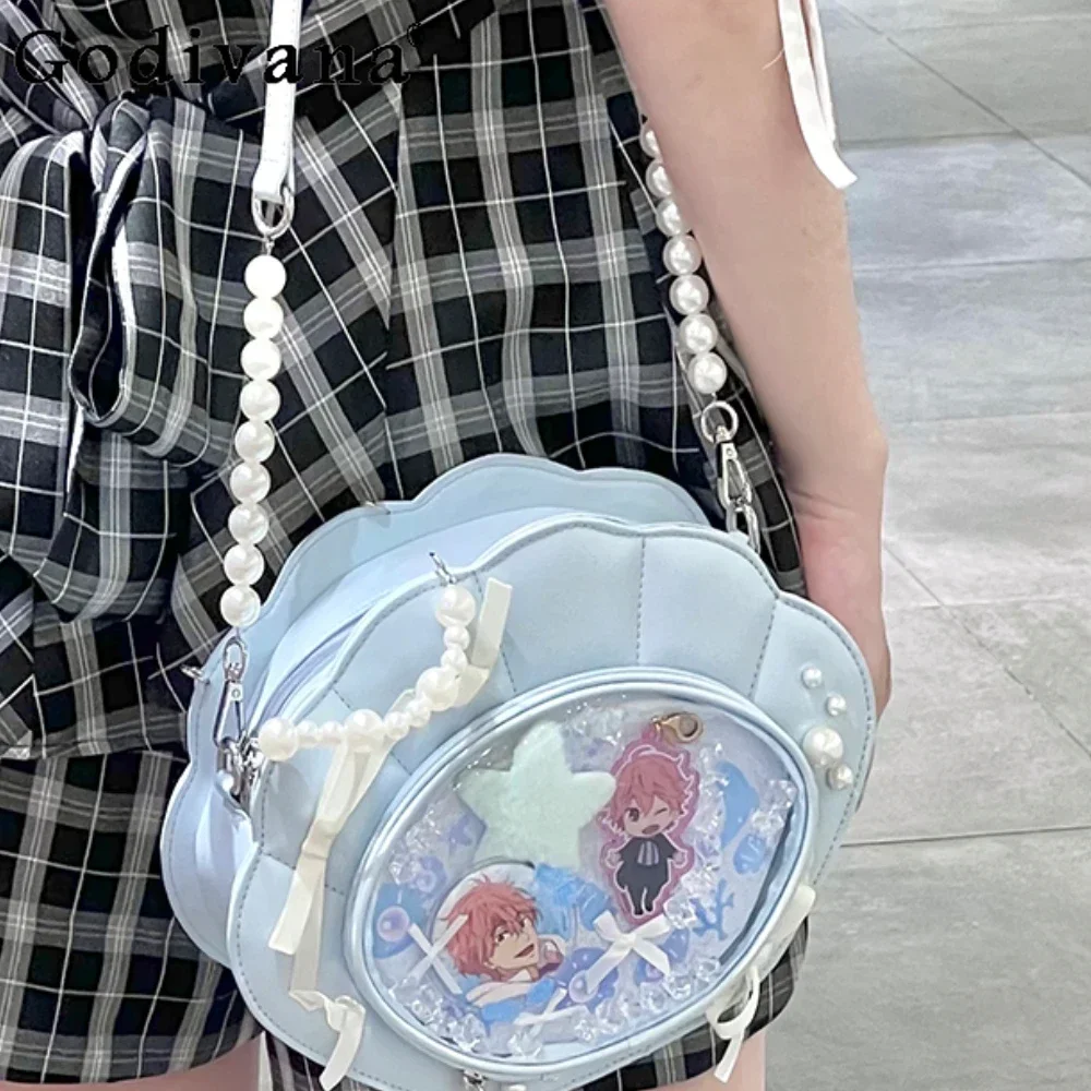 Sweet Fashion Shell Transparent Itabag Large Capacity Casual Women Shoulder Crossbody Bag Pearl Bags