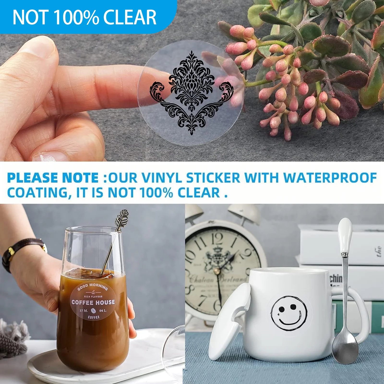 10/20 Sheets 65% Clear Waterproof Vinyl Sticker Paper A4 Size (8.3×11.7 inches), Translucent Inkjet Printable Sticker Paper