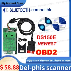 DS-150E 블루투스 진단 도구, TNESF DE-LPHIS ORPDC 자동차 트럭용, 최신 OBD2 스캐너, 2021.11 Keygen VD DS-150E