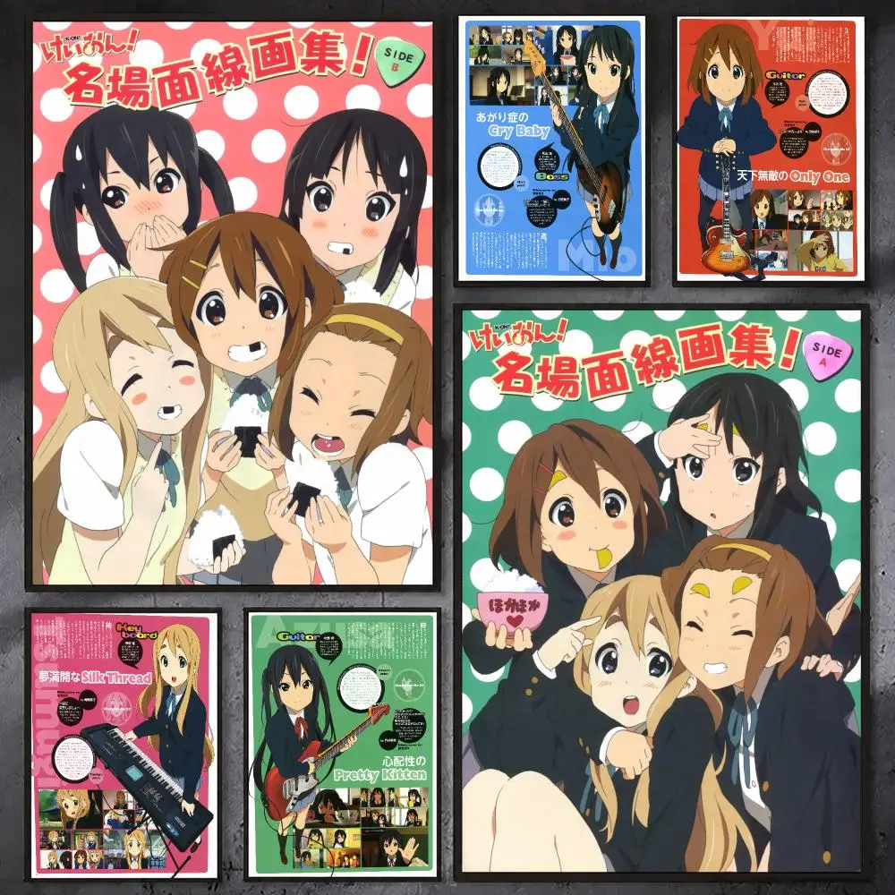 K-K-ON Anime Cute Cartoon Poster Waterproof Sticky Wall Art Print For Bedroom Living Room Hallway Bar Home Decor
