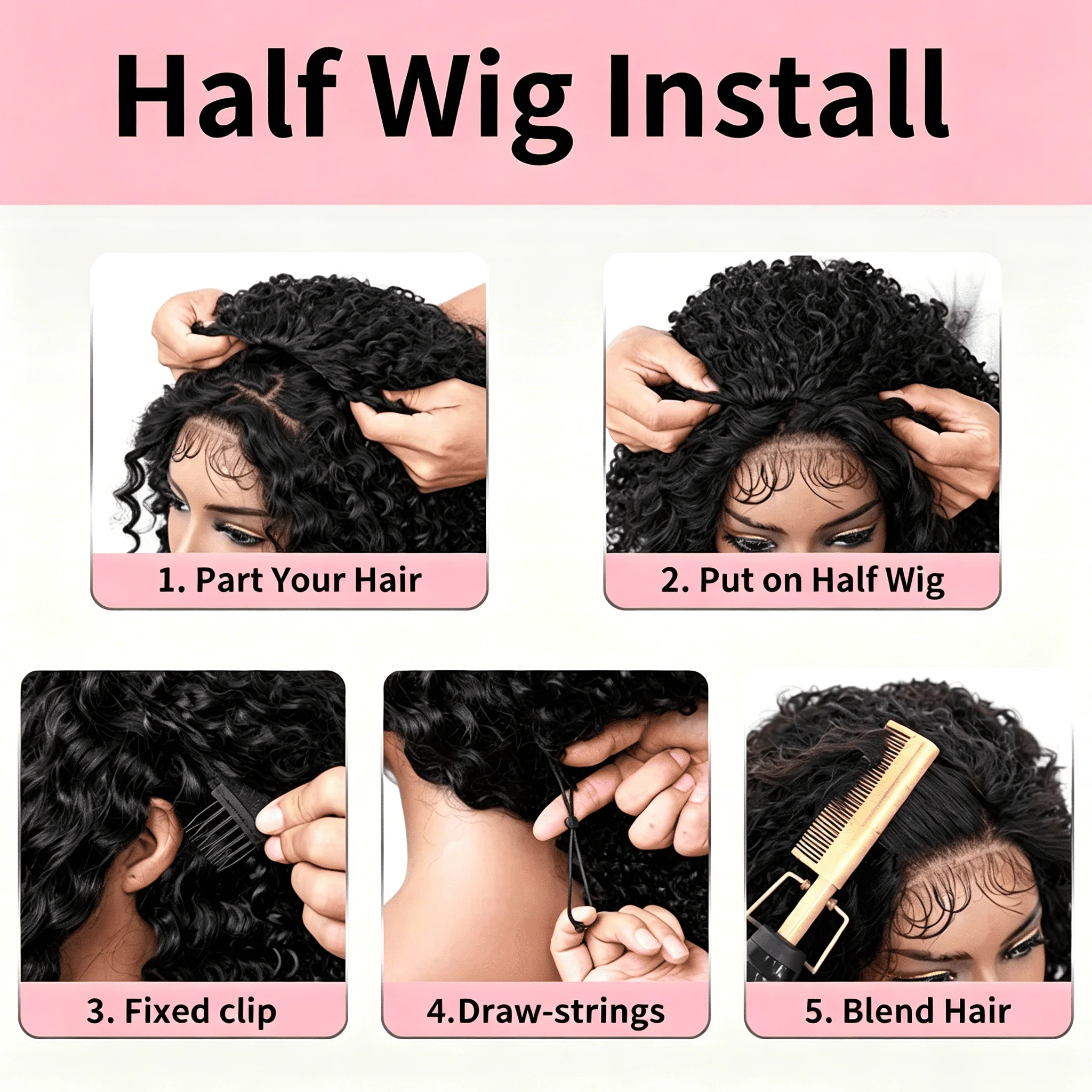 1B Afro Kinky Curly Echthaar Glueless Perücken 200 250 Dichte Vietnamesisches Echthaar Flip-Over Halbperücke mit Kordelzug – Detail 7