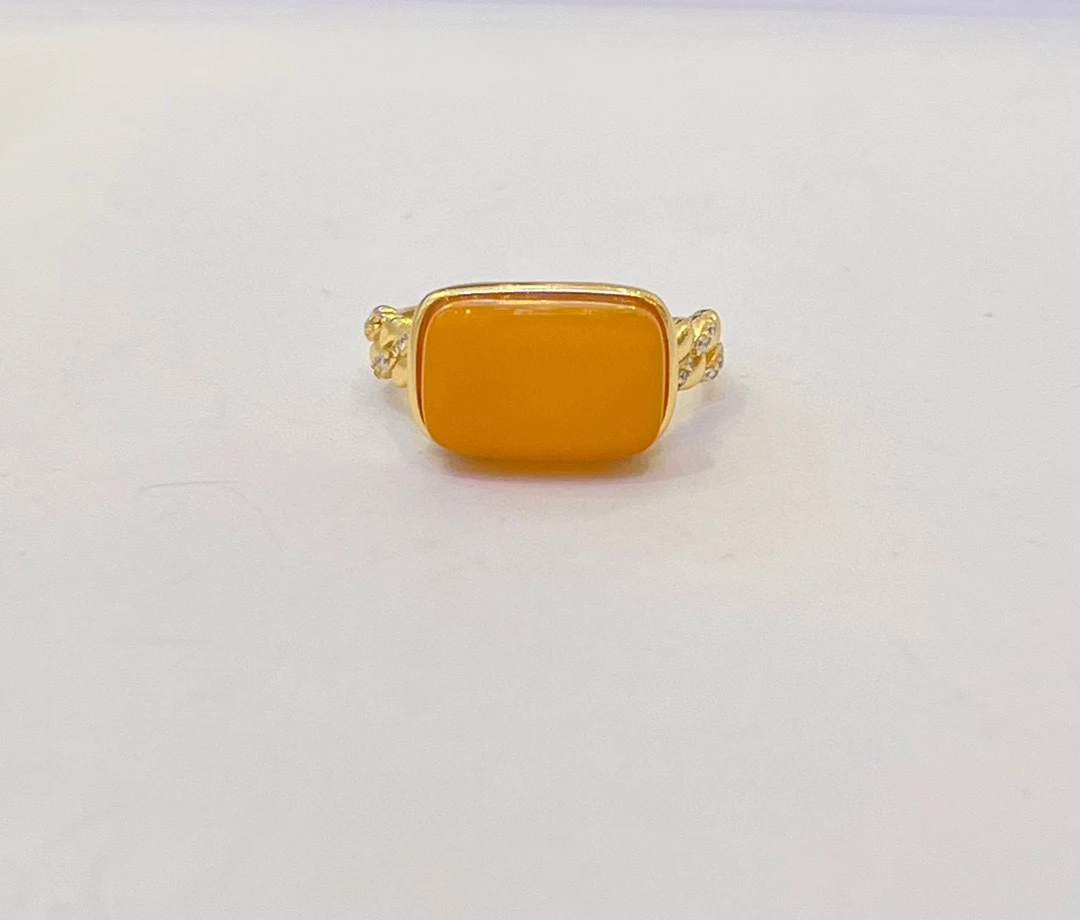 

Certificated Genderless 925 Silver Natural Antique Yellow Amber Band Ring Big Carat Baltic Honey Amber Precious Men Fine Jewelry