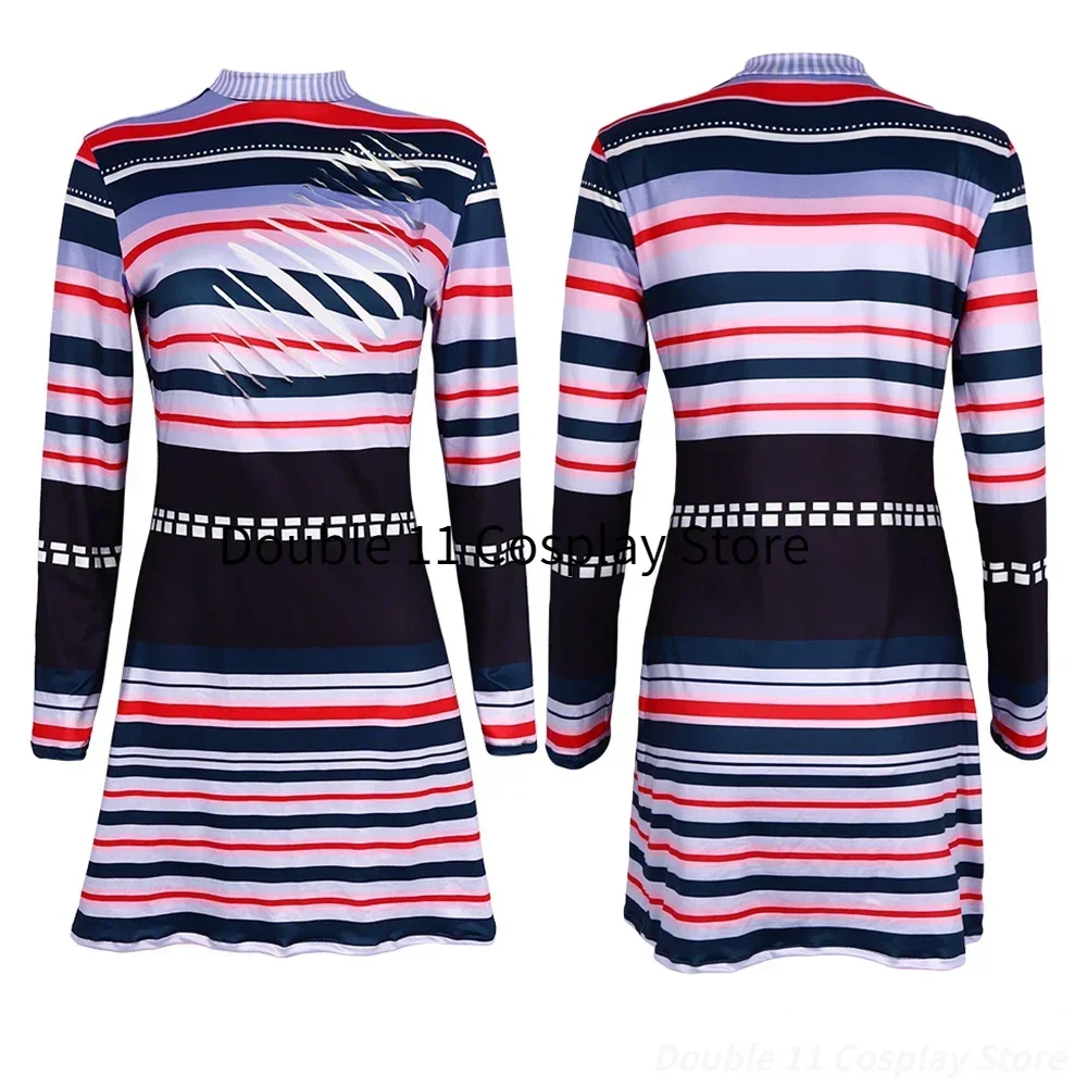 

New 2025 Movie Astrid Deetz Cosplay Costume Women Dress Striped Long Sleeves Halloween Clothes Uniform Outfit