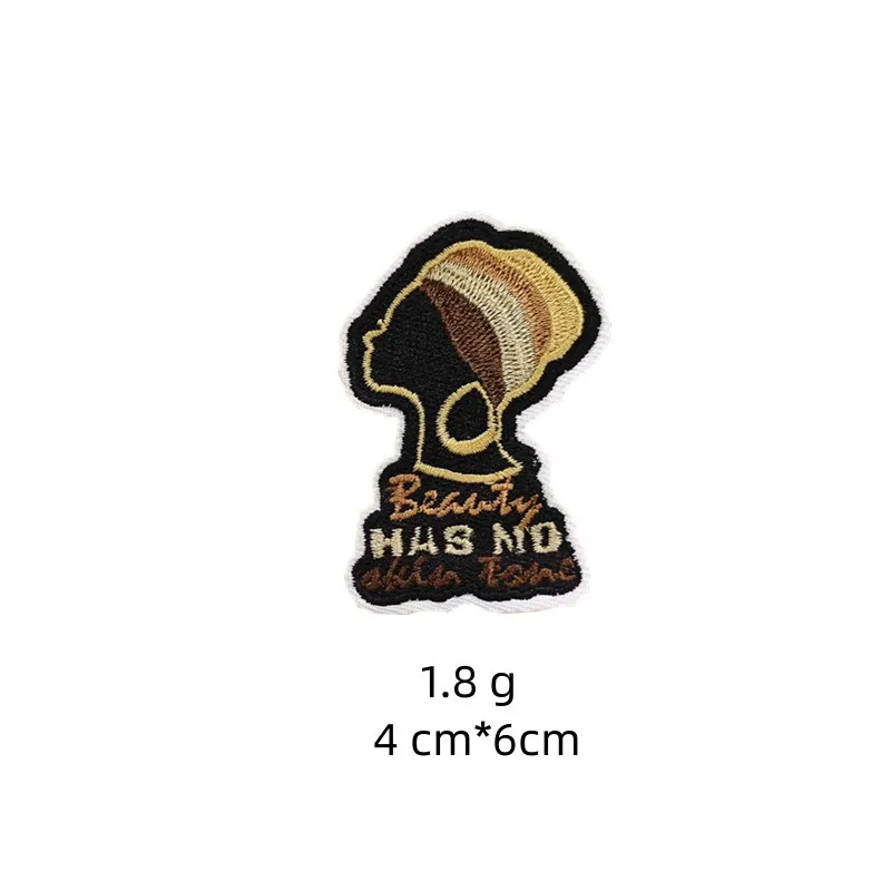 African Girl Patch Black head singer Embroidered Patches For Clothing Iron on Patches Badges DIY Decoration Clothes Stickers